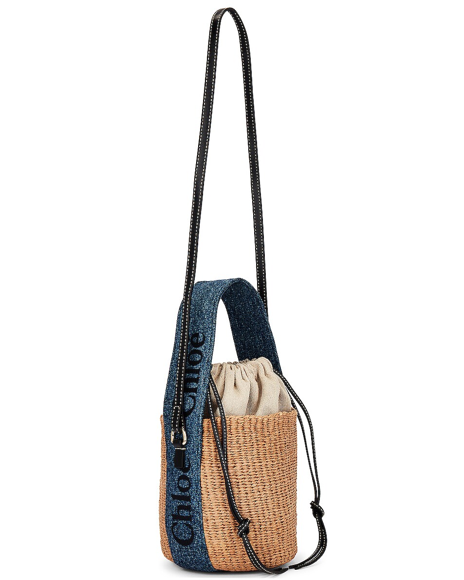 Chloe Small Woody Mifuko Basket Bag In Denim Fwrd