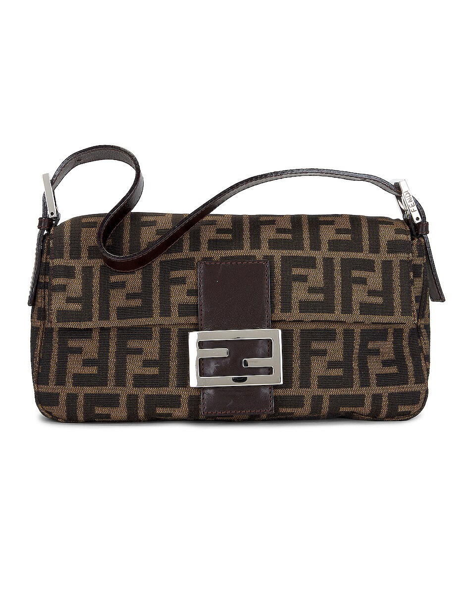 Fwrd Renew Fendi Zucca Mama Baguette Shoulder Bag In Brown Fwrd