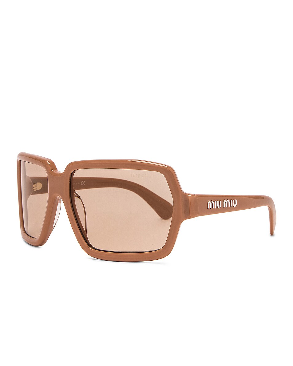 Miu Miu Shield Sunglasses In Light Brown Fwrd