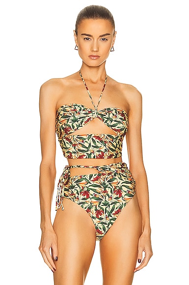 Agua By Agua Bendita Amatista Bikini Top In Monarca Amarillo Modesens