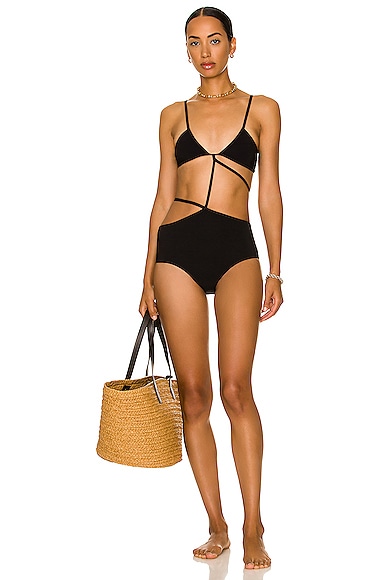 Christopher Esber Bikini Bandeau Tie One Piece In Black FWRD