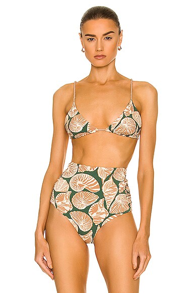 Johanna Ortiz Tenerife Sea Bikini Top In Les Coquillages Algae