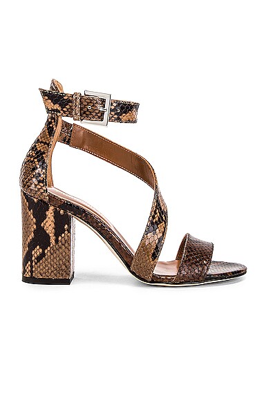 Paris Texas Diagonal Strap Snake 80 Sandal Heel In Brown Nude FWRD