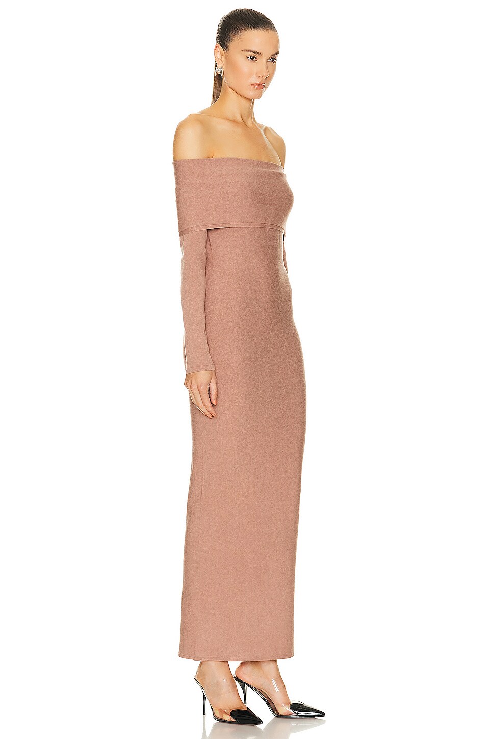 Ala A Off The Shoulder Dress In Nude Ala A In Nude Ala A Fwrd