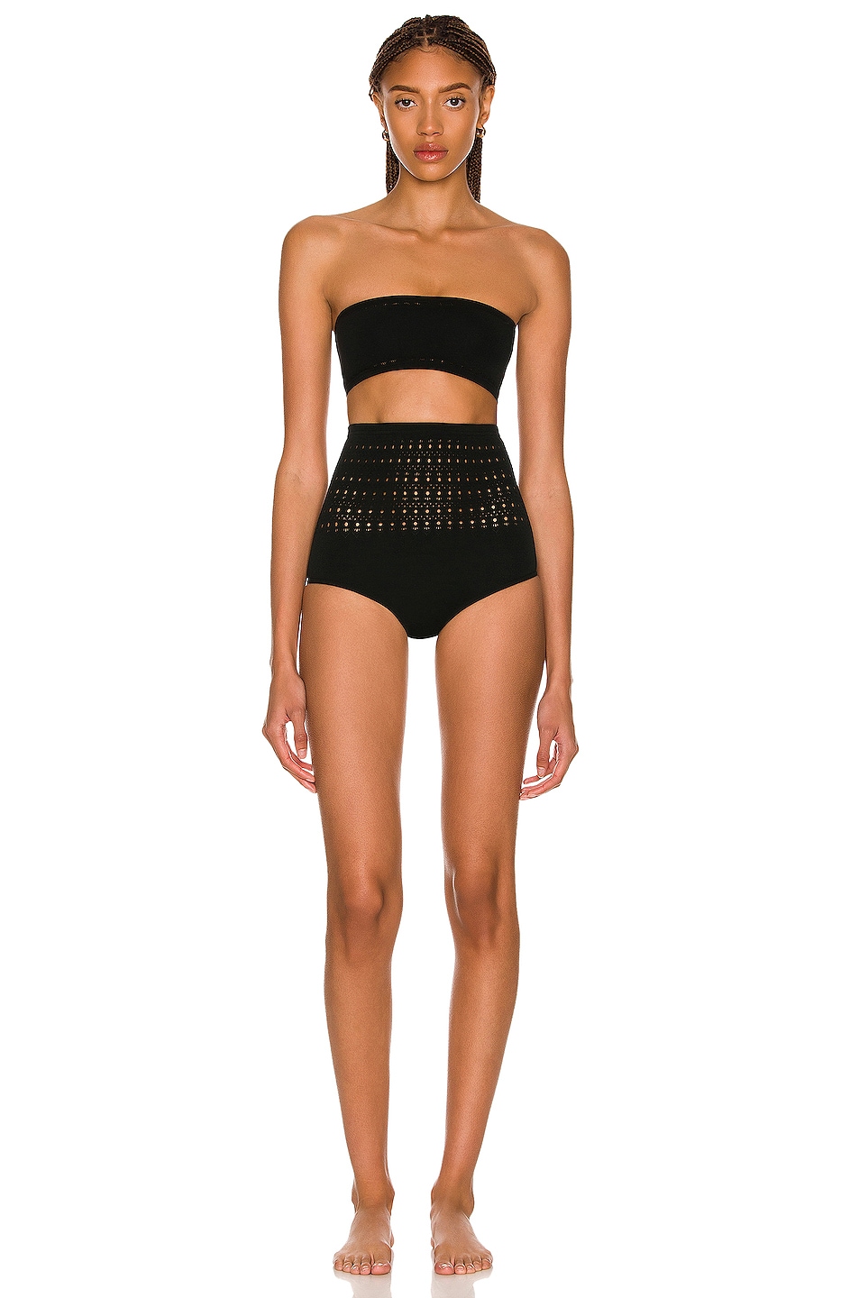 Ala A Seamless Perforated Bikini Set In Vert Fonce Fwrd