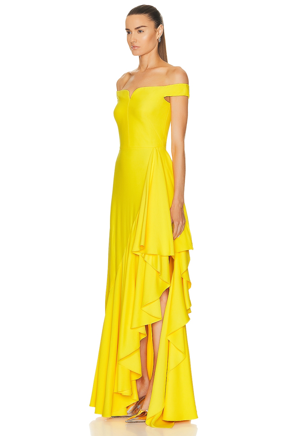 Alexander Mcqueen Evening Dress In Bright Yellow Fwrd