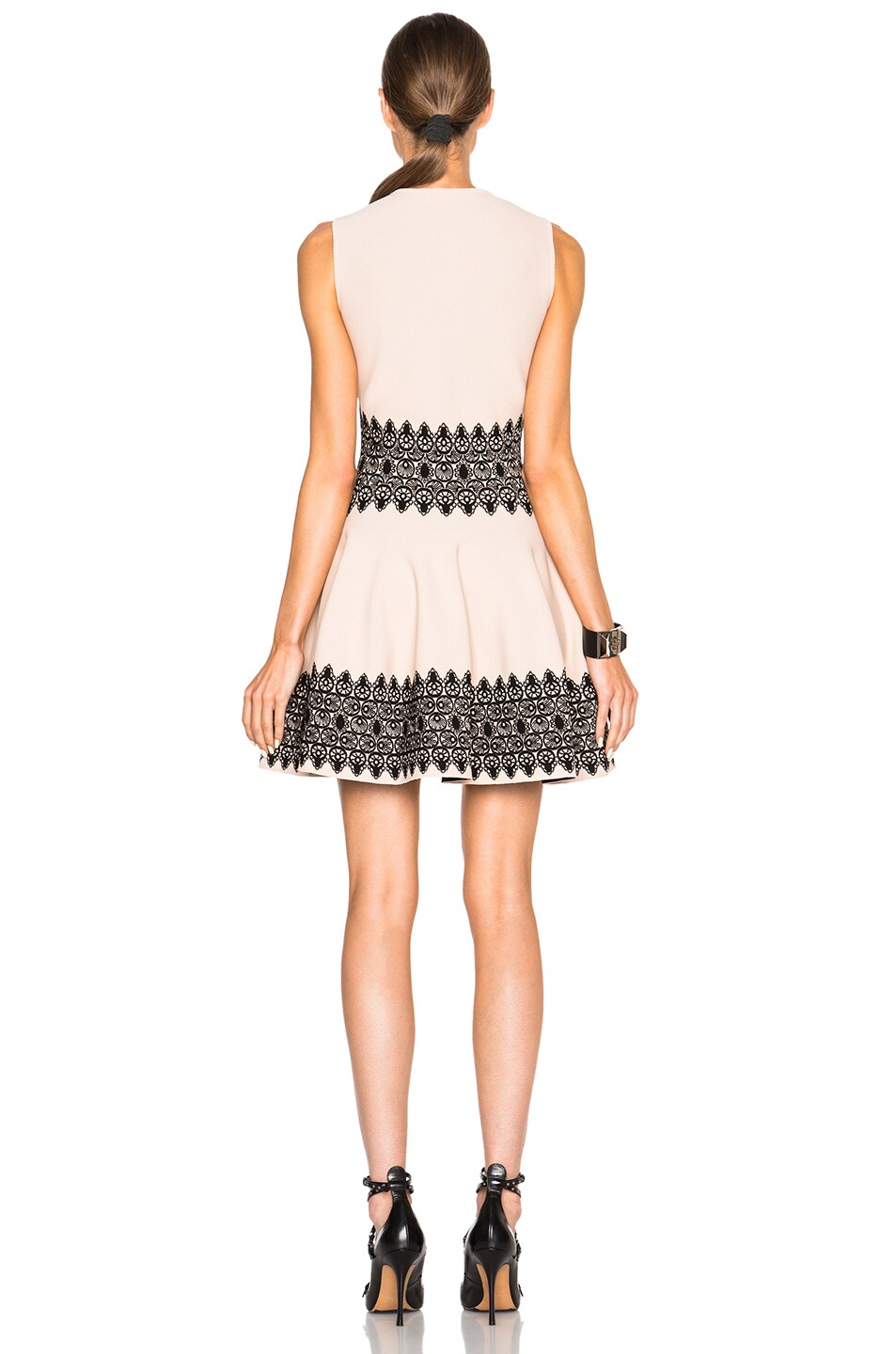 Alexander Mcqueen Mini Dress In Black Teint Fwrd