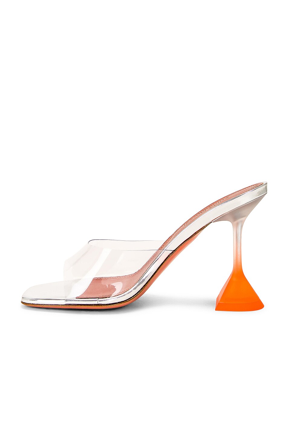 AMINA MUADDI Lupita Glass Slipper Mule In Transparent Orange Ombre FWRD