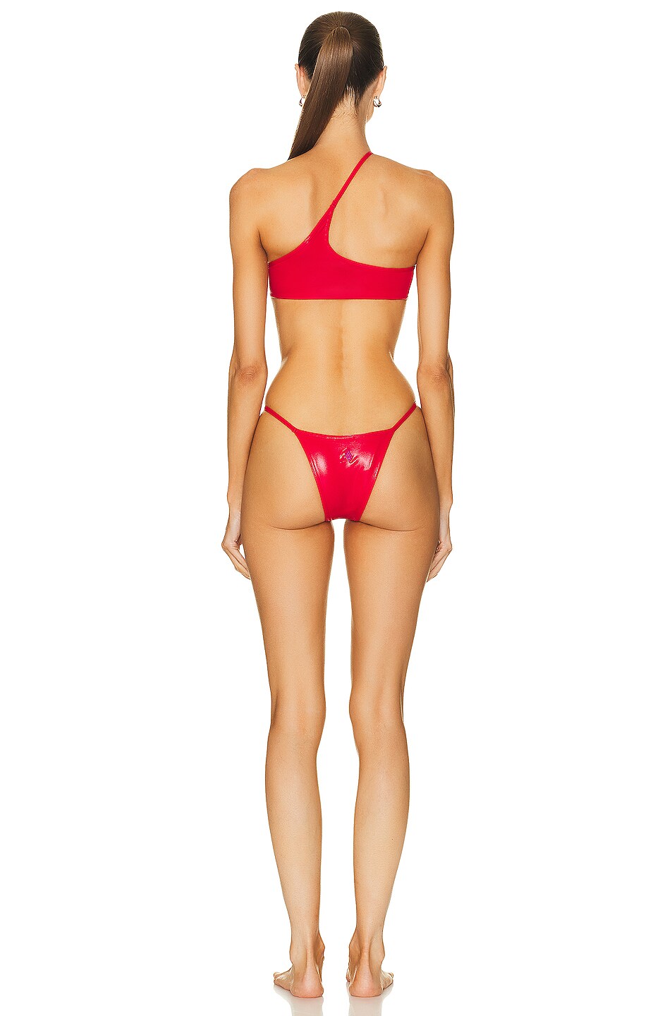 THE ATTICO One Strap Bikini Set In Lobster FWRD