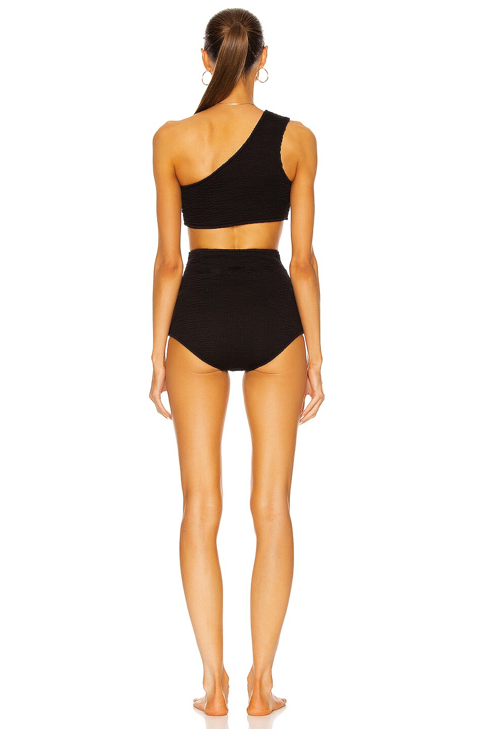 Bottega Veneta Crinkle Bikini Set In Black Fwrd