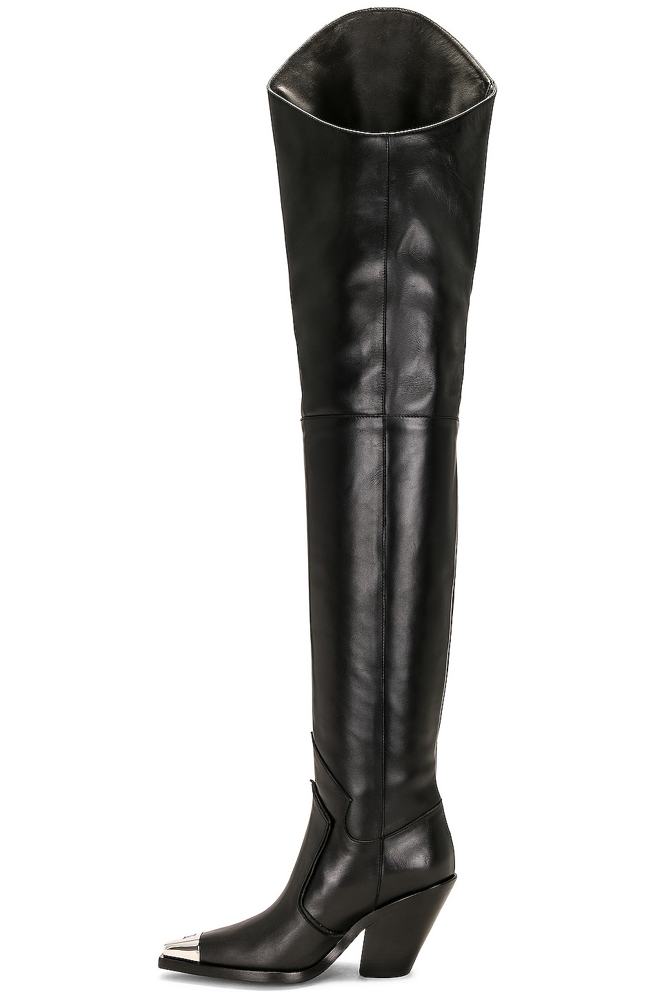 David Koma Metal Nose Over The Knee Cowboy Boots In Black Fwrd