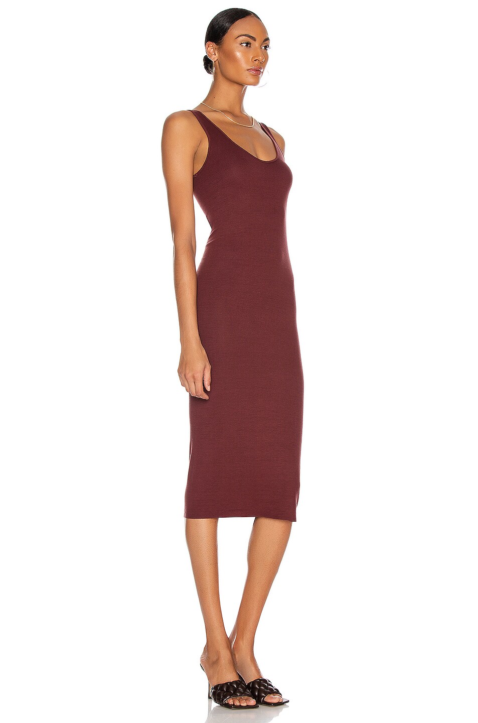 Enza Costa For Fwrd Silk Rib Tank Dress In Garnet Fwrd