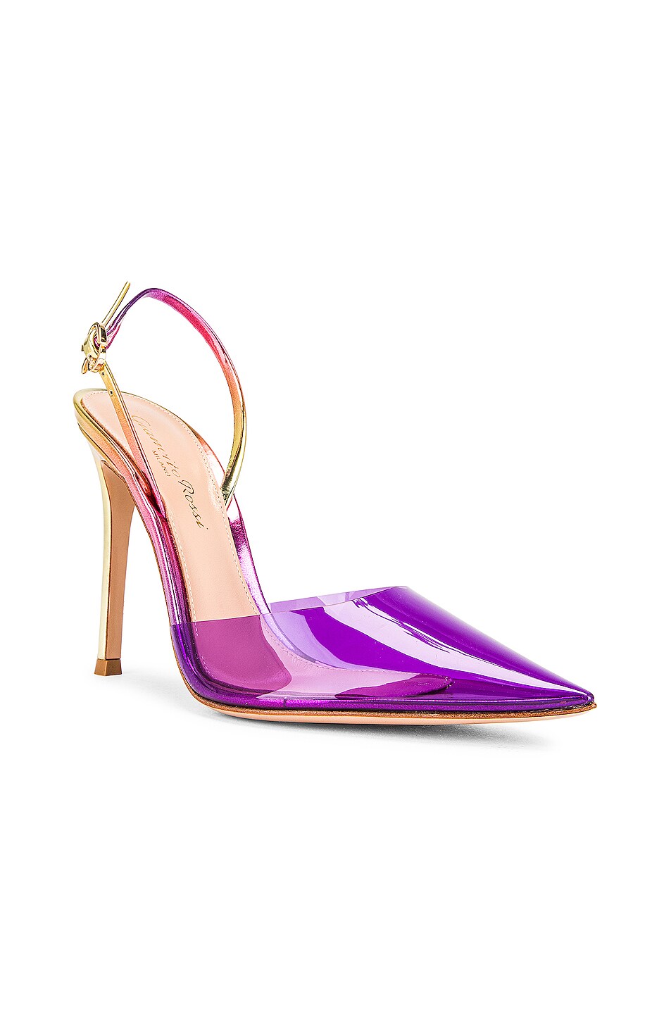 Gianvito Rossi Ribbon D Orsay Plexi Heels In Violet Sunset FWRD