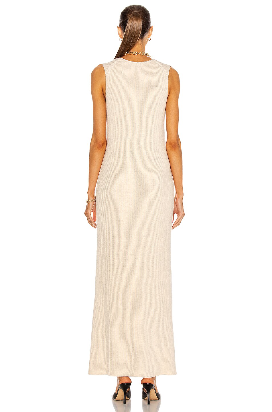 Jil Sander Sleeveless Ribbed Dress In Antique White FWRD