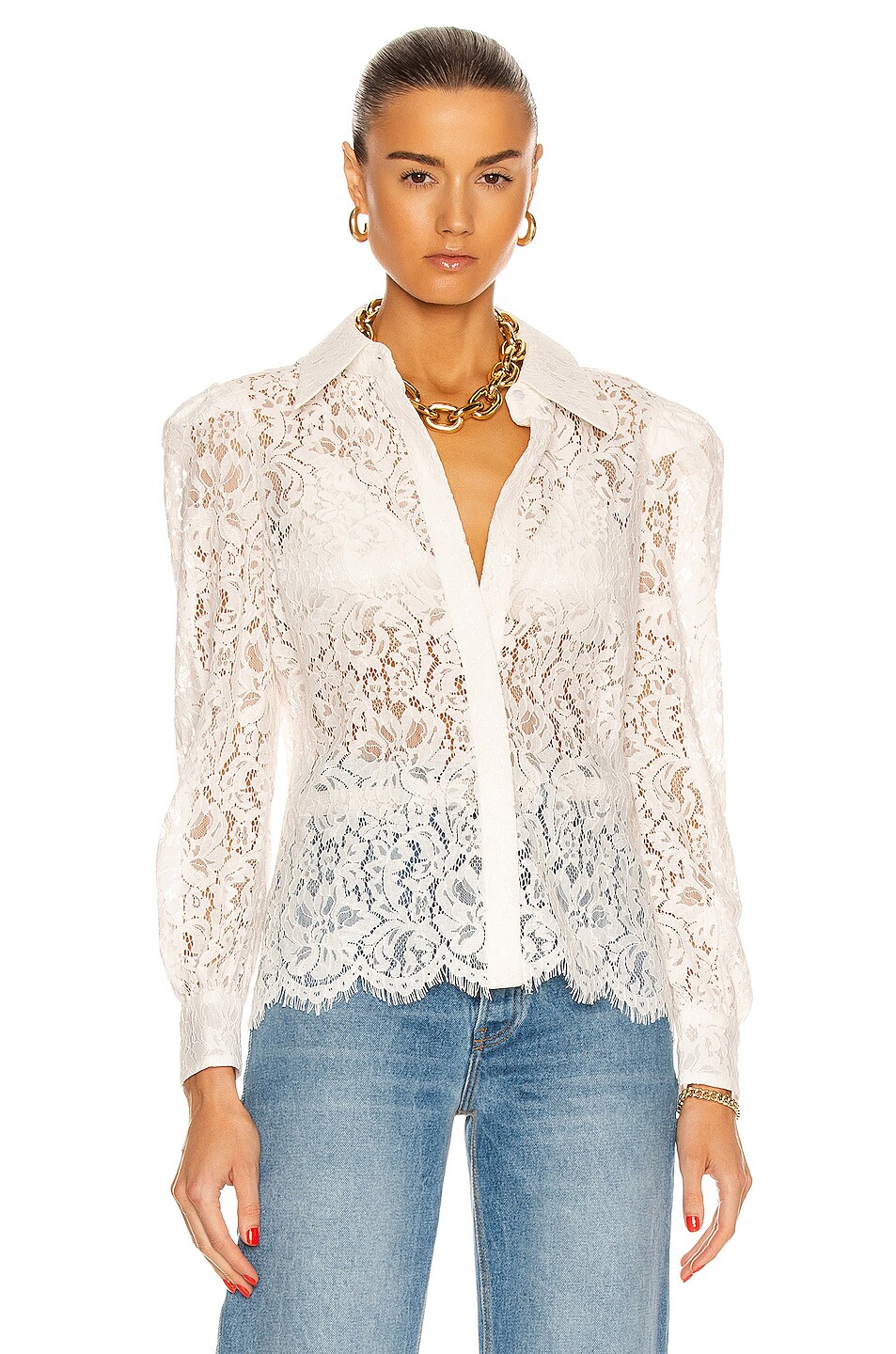 L Agence Jenica Lace Blouse In Ivory Fwrd