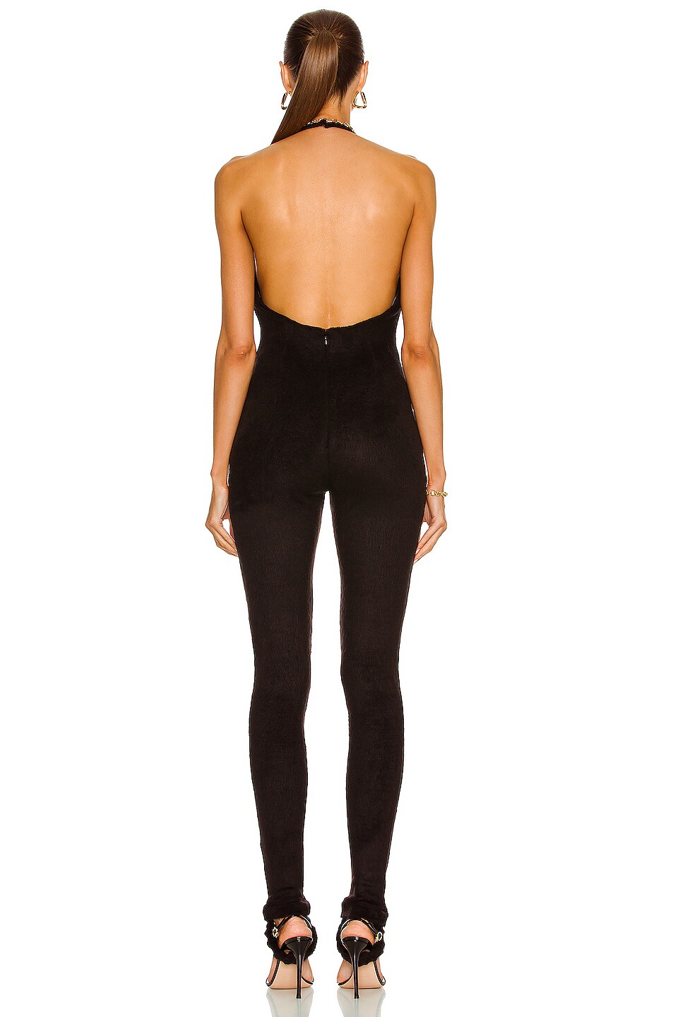 Laquan Smith Stirrup Halter Jumpsuit In Black Fwrd