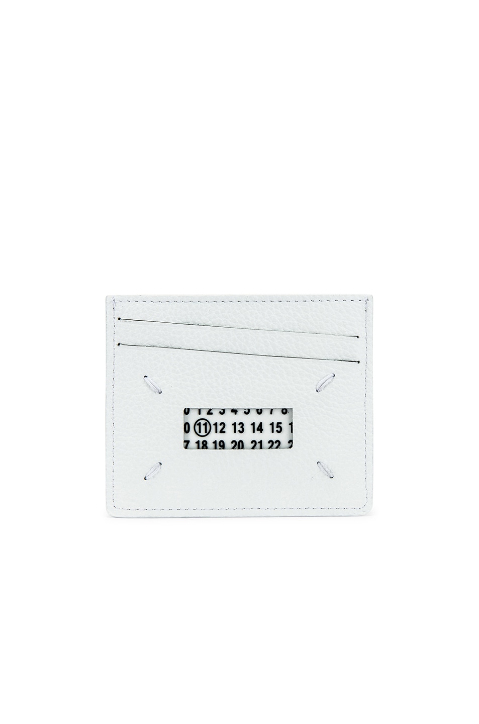 maison margiela logo wallet in white.