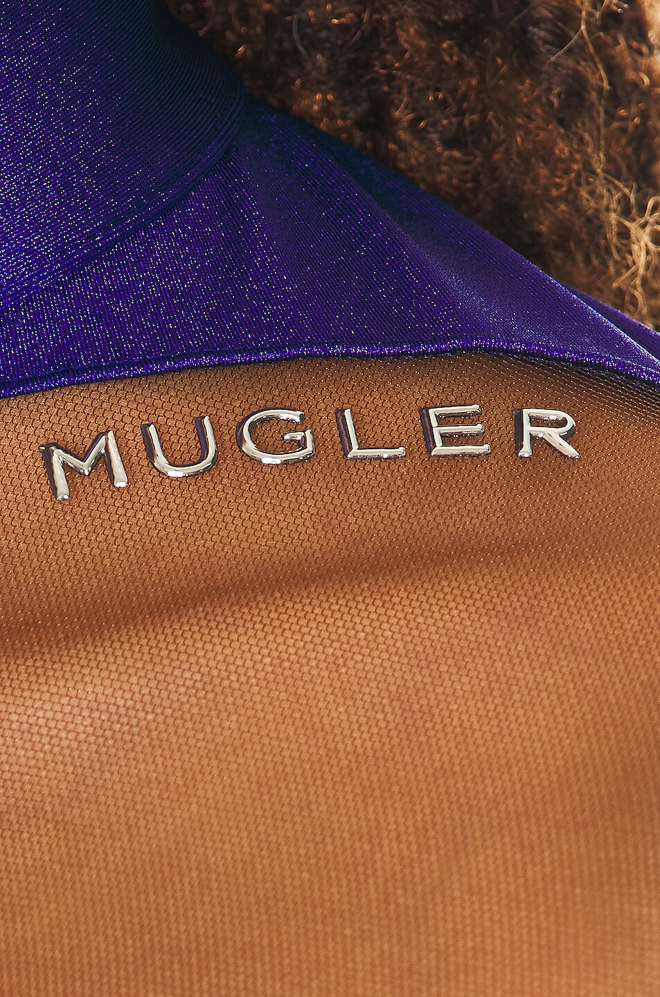 Mugler Long Sleeve Bodysuit In Ultraviolet Nude Fwrd