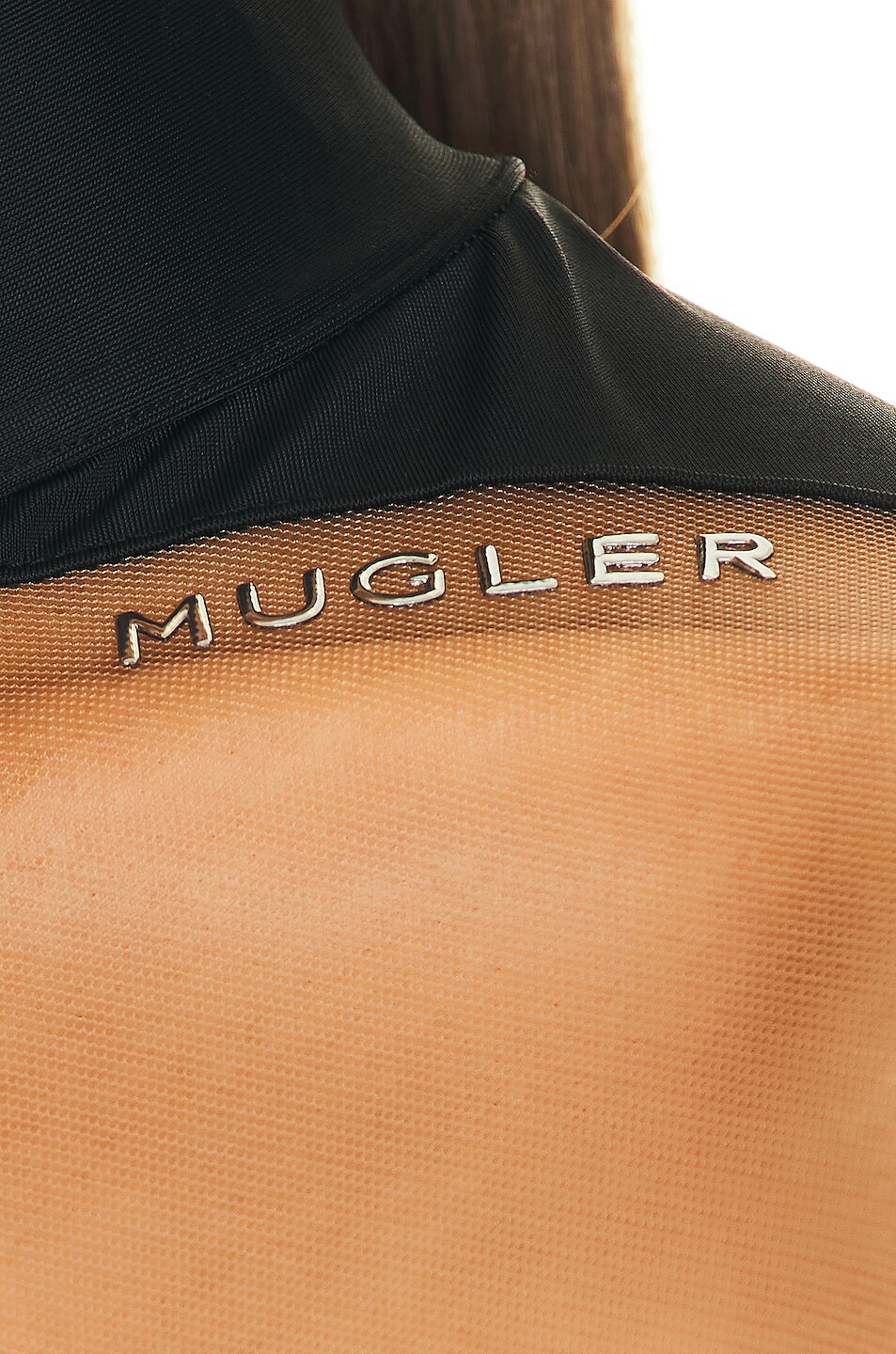 Mugler Stretch Bodysuit In Black Nude Fwrd