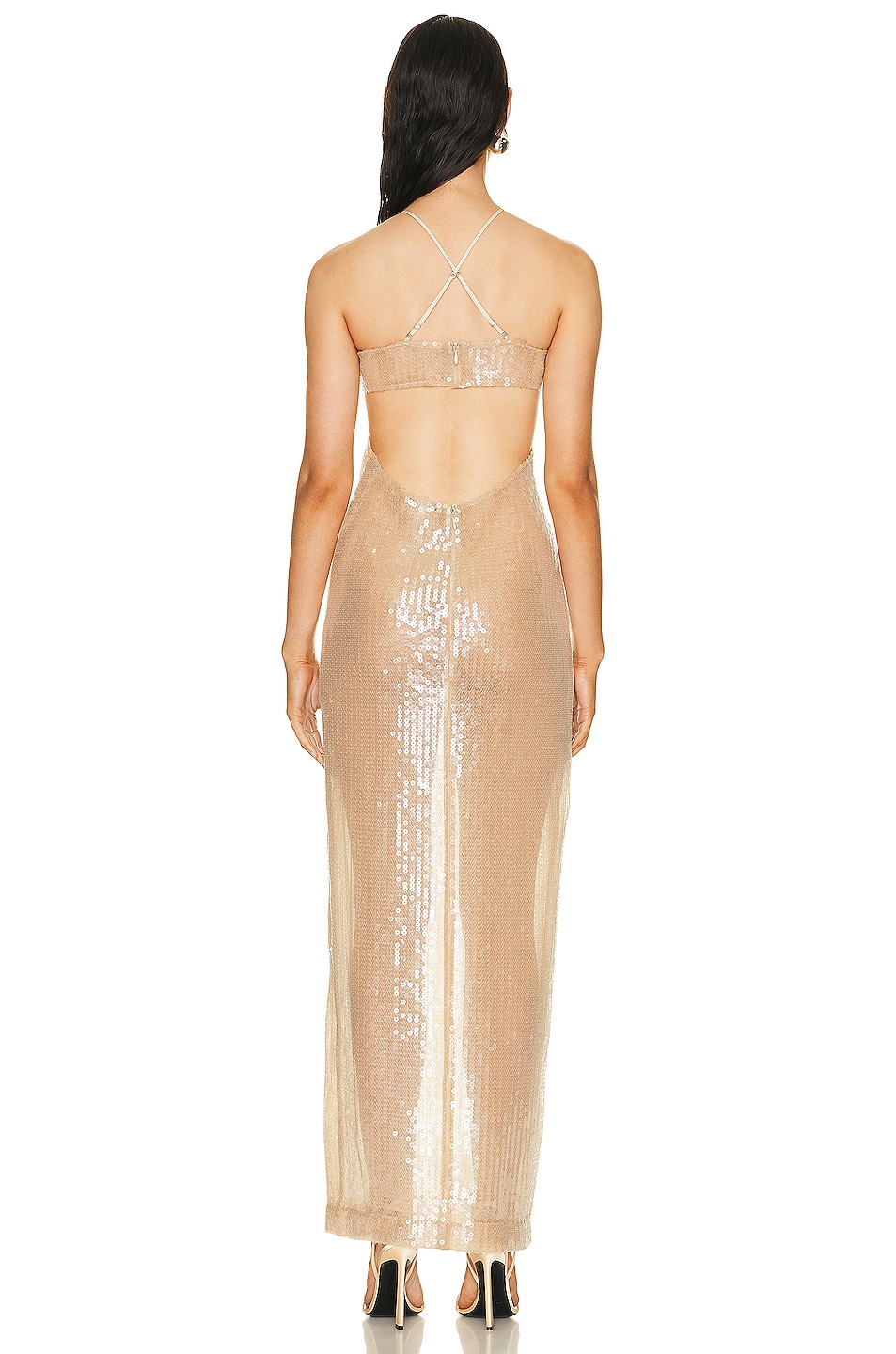 Nensi Dojaka Front Key Hole Floor Length Dress In Nude FWRD