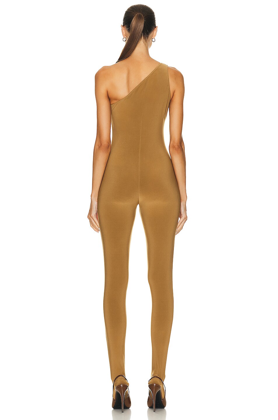 Norma Kamali One Shoulder Catsuit In Woods FWRD