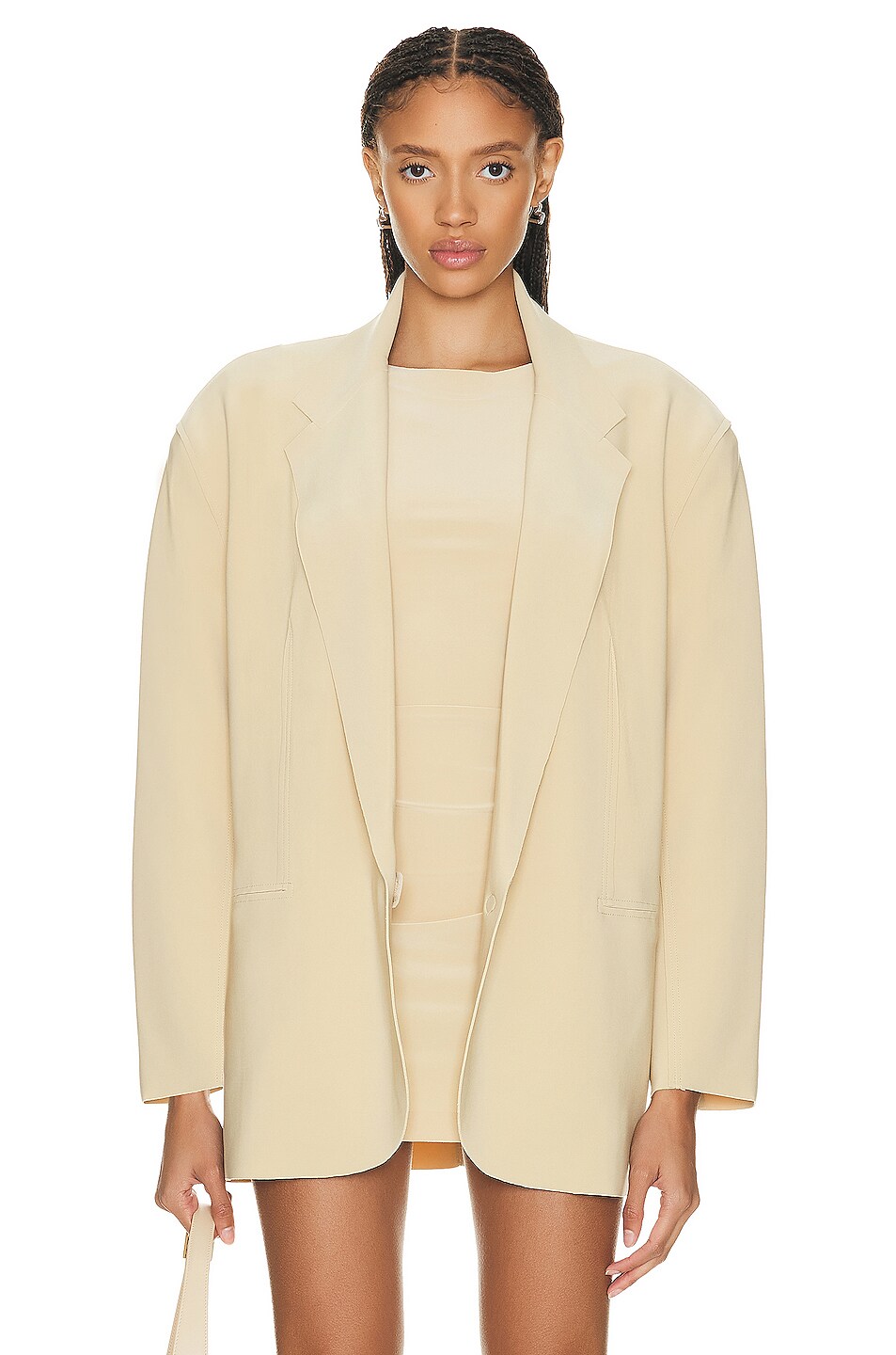 Norma Kamali Oversized Single Breasted Jacket In Sand Fwrd