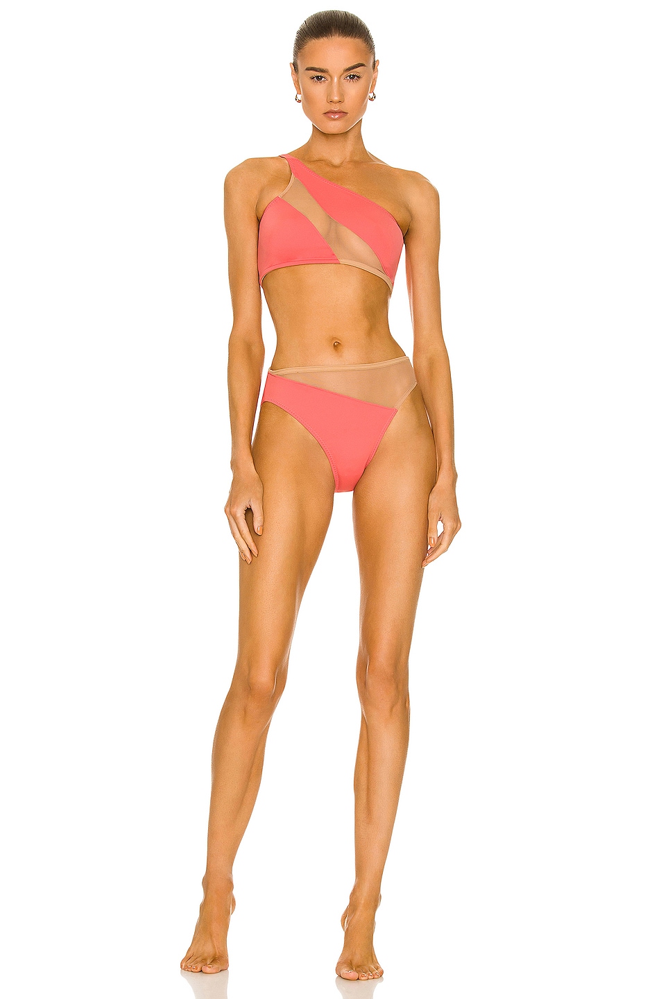 Norma Kamali Snake Mesh Bikini Top In Papaya FWRD