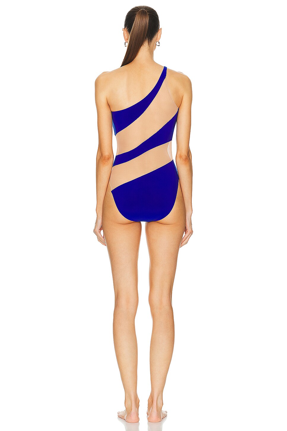 Norma Kamali Snake Mesh Mio One Piece Swimsuit In Electric Blue Nude