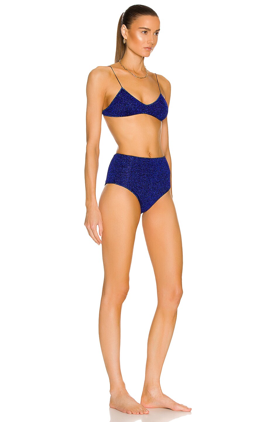 Oseree Lumiere High Waisted Bra Bikini In Blue Fwrd