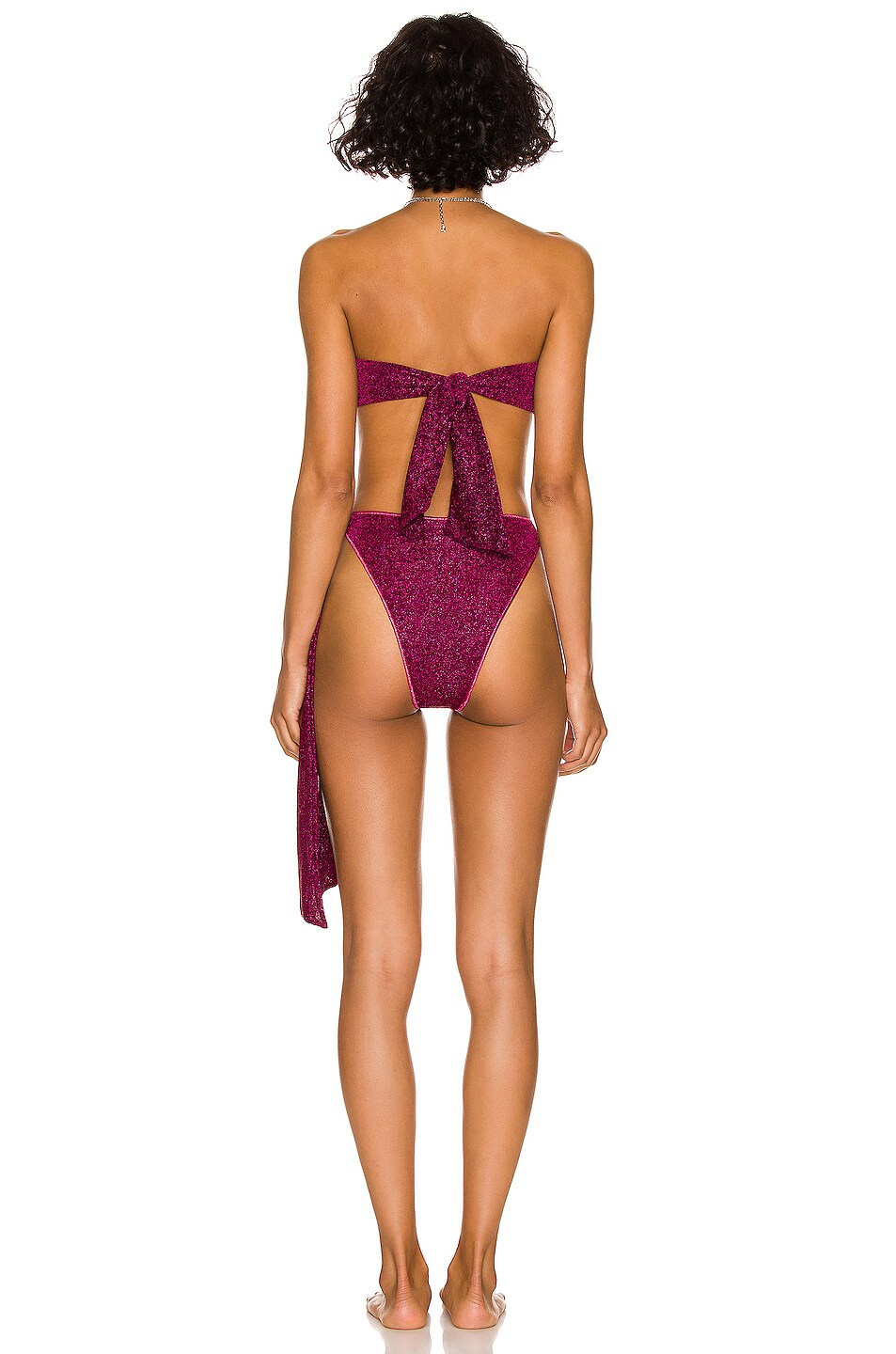 Oseree Lumiere Knotted Two Piece Bikini In Dark Fuchsia FWRD