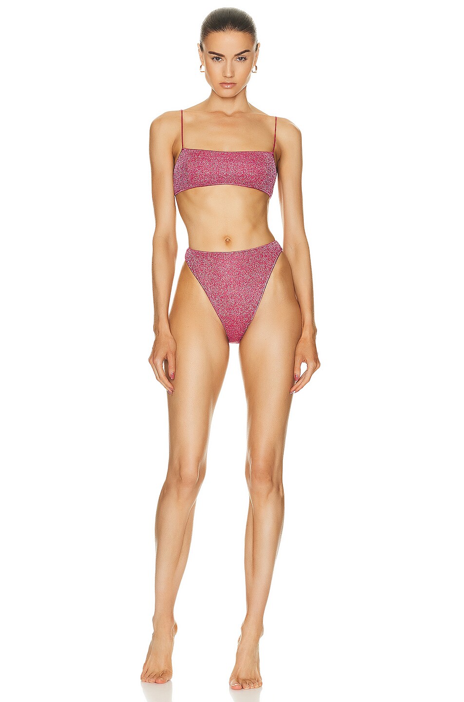 Oseree Lumiere Square Two Piece Bikini Set In Raspberry Fwrd