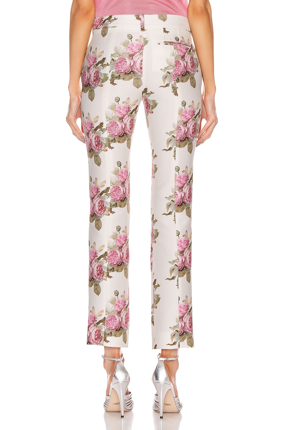 Paco Rabanne Floral Printed Trouser Pant In Light Beige Bouquet Fwrd