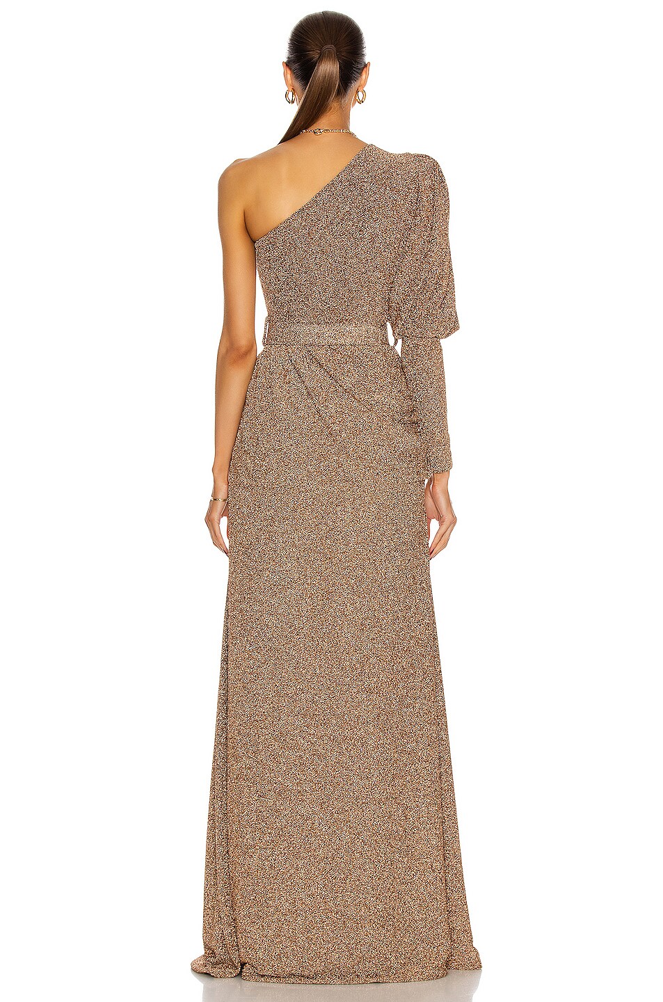 PatBO Lurex One Shoulder Maxi Dress In Gold FWRD