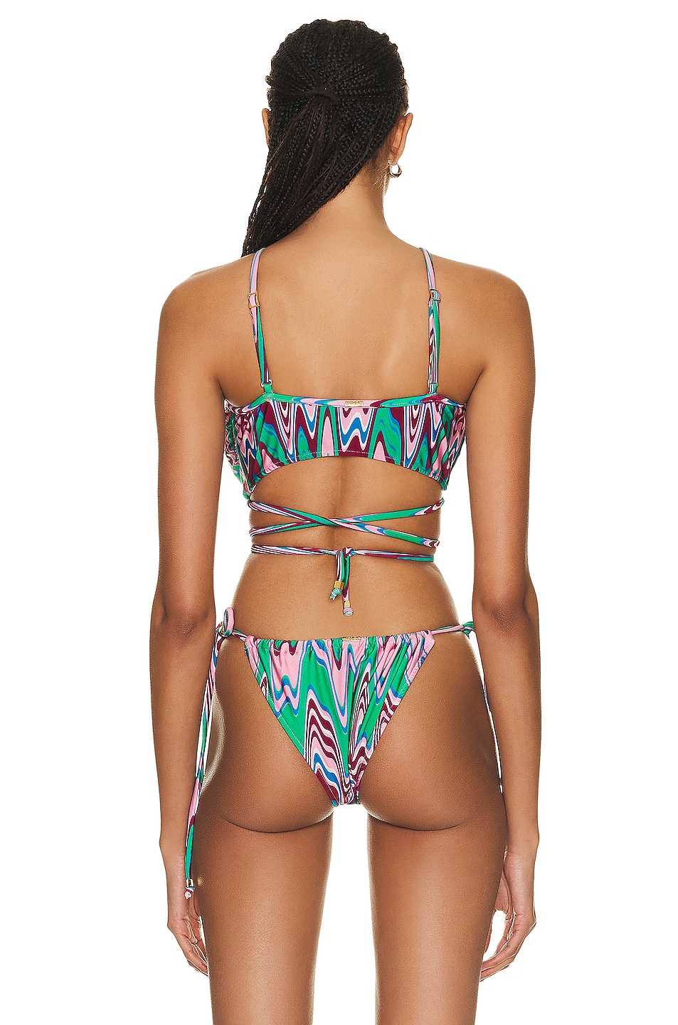 Patbo Wave Tie Wrap Bikini Top In Green Multi Fwrd