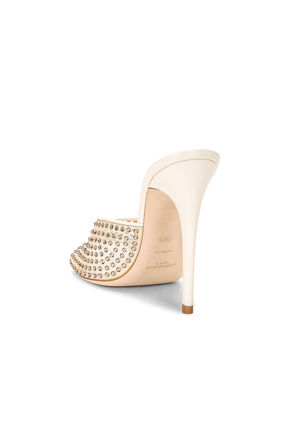 Saint Laurent Blonde Mule Sandal In Nude Crystal FWRD