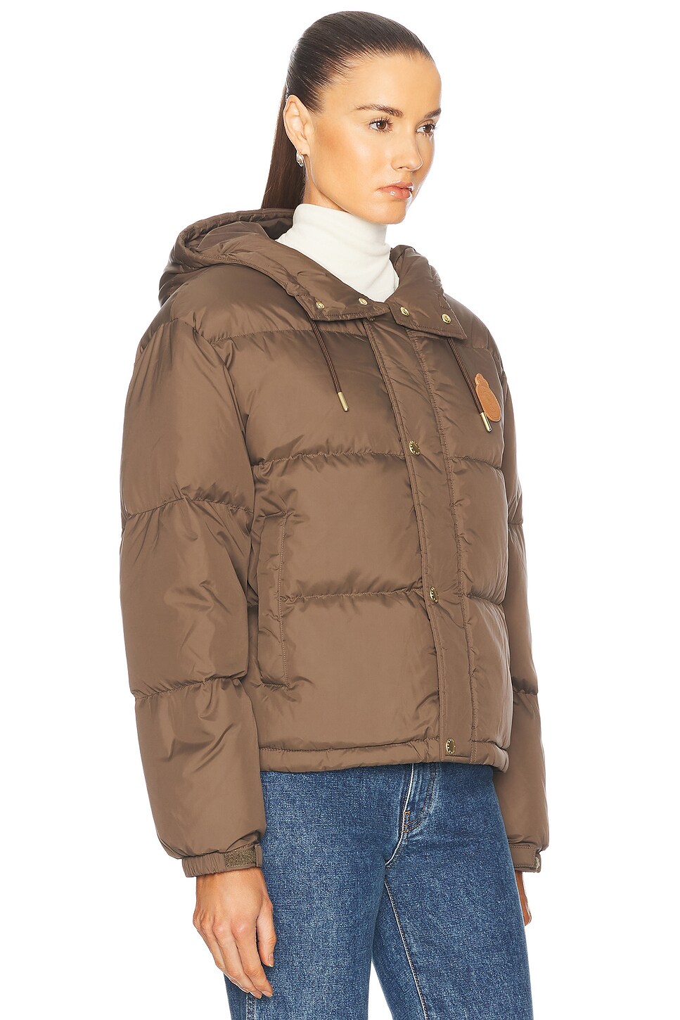 Sporty Rich Crown Puffer Jacket In Chocolate Tan FWRD