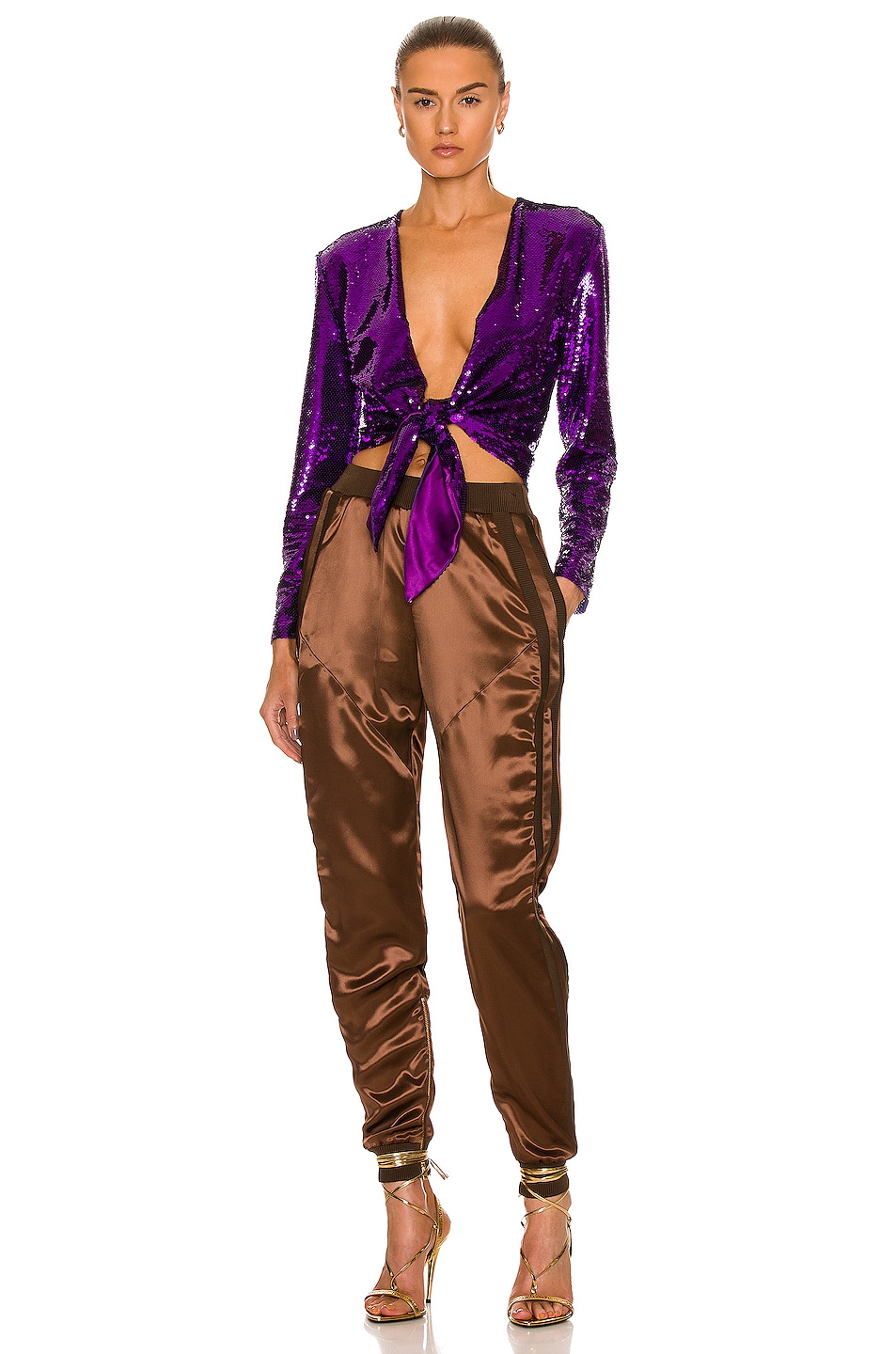 TOM FORD Liquid Sequin Wrap Top In Amethyst FWRD