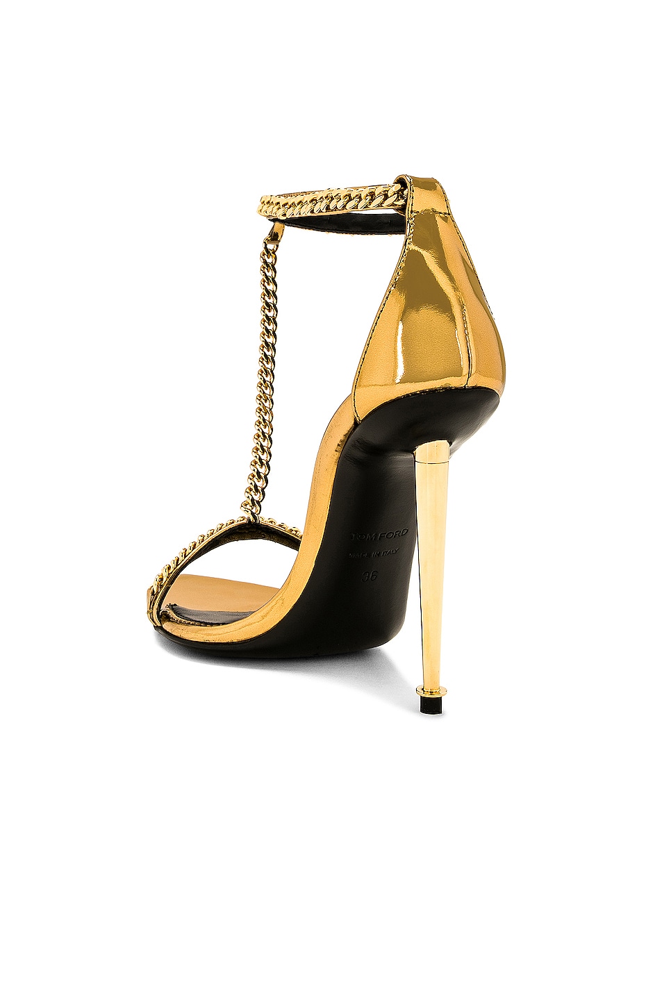 TOM FORD Mirror Padlock Chain Pointy Naked Sandal 105 In Gold FWRD