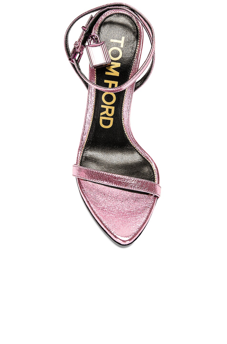 Tom Ford Metallic Padlock Pointy Naked Sandal In Light Pink Fwrd