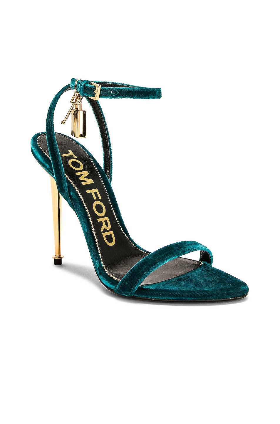 Tom Ford Velvet Padlock Pointy Naked Sandal In Agata Fwrd