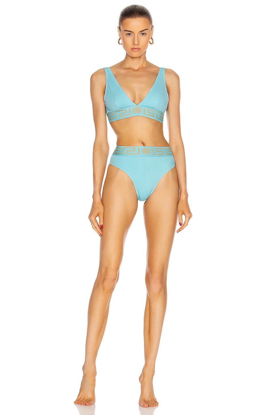 VERSACE High Waisted Bikini Bottom In Splash FWRD