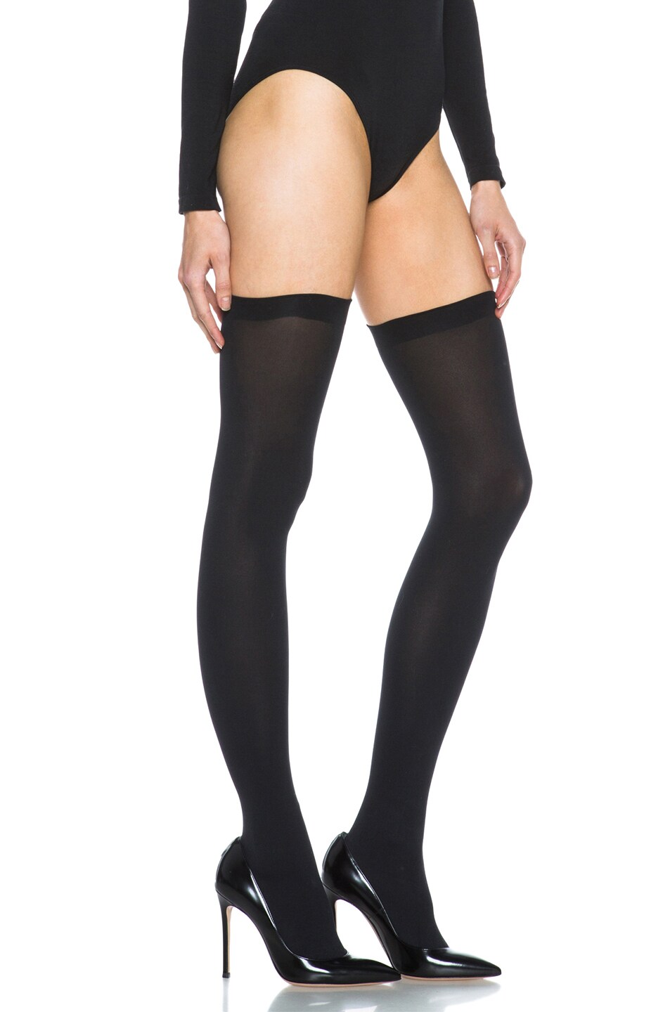 Wolford Fatal 80 Seamless Stay Up Nylon Blend Tights In Black FWRD
