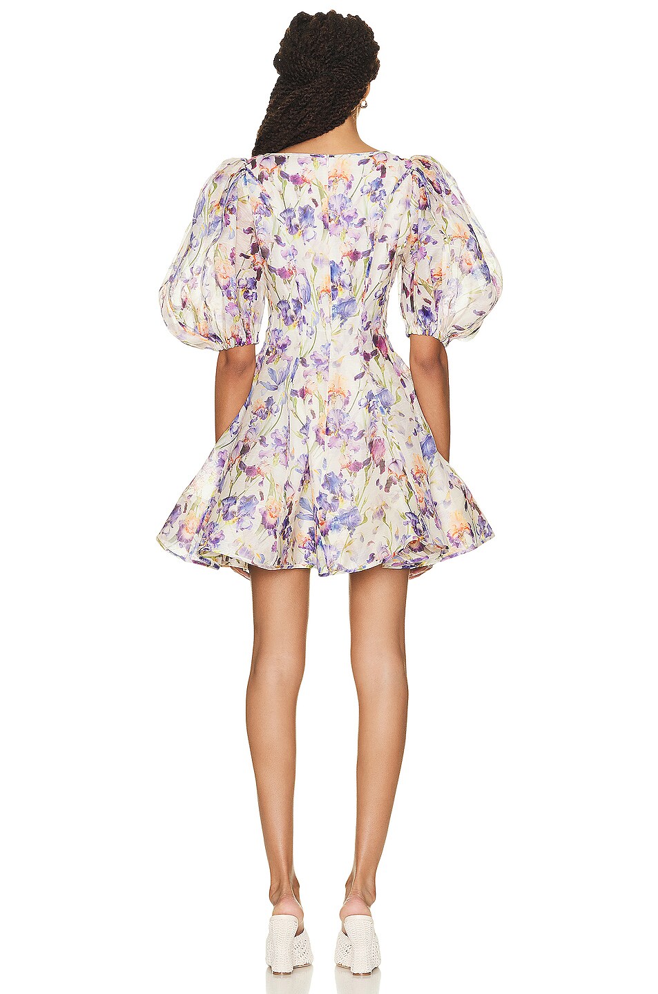 Zimmermann Tama Puff Sleeve Mini Dress In Iris Print Fwrd