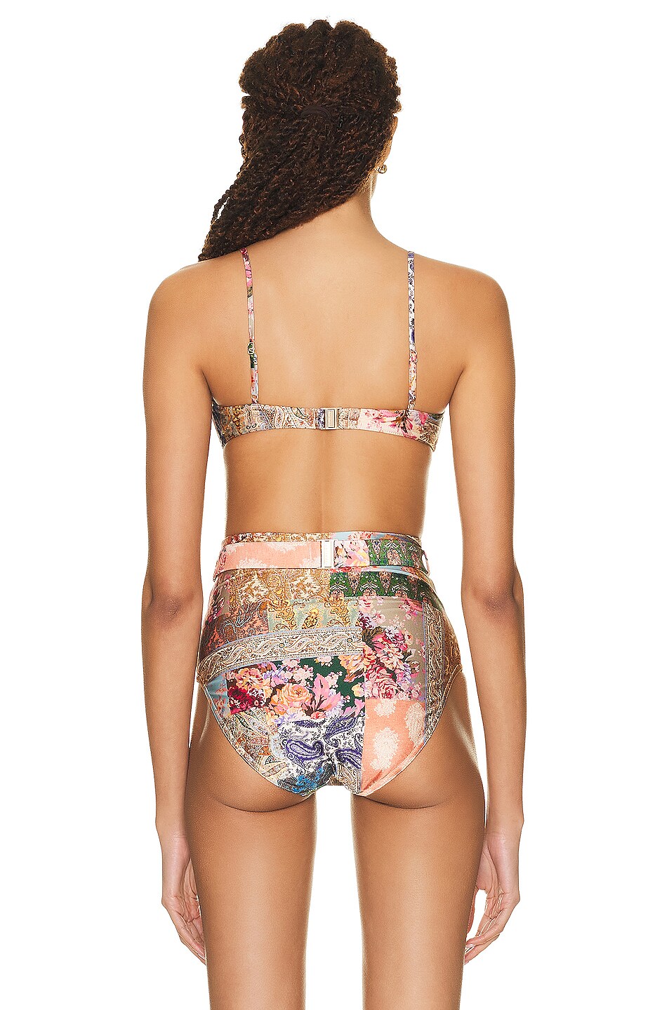 Zimmermann Devi Plunge V Wire Bra Bikini Top In Patch Paisley FWRD