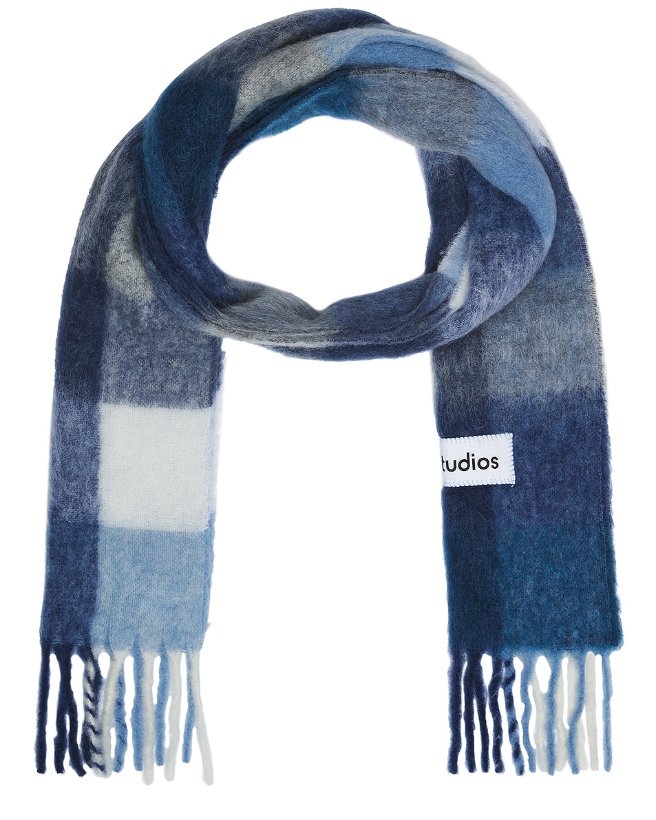 Image 1 of Acne Studios Scarf in Indigo, Grey, & Light Blue