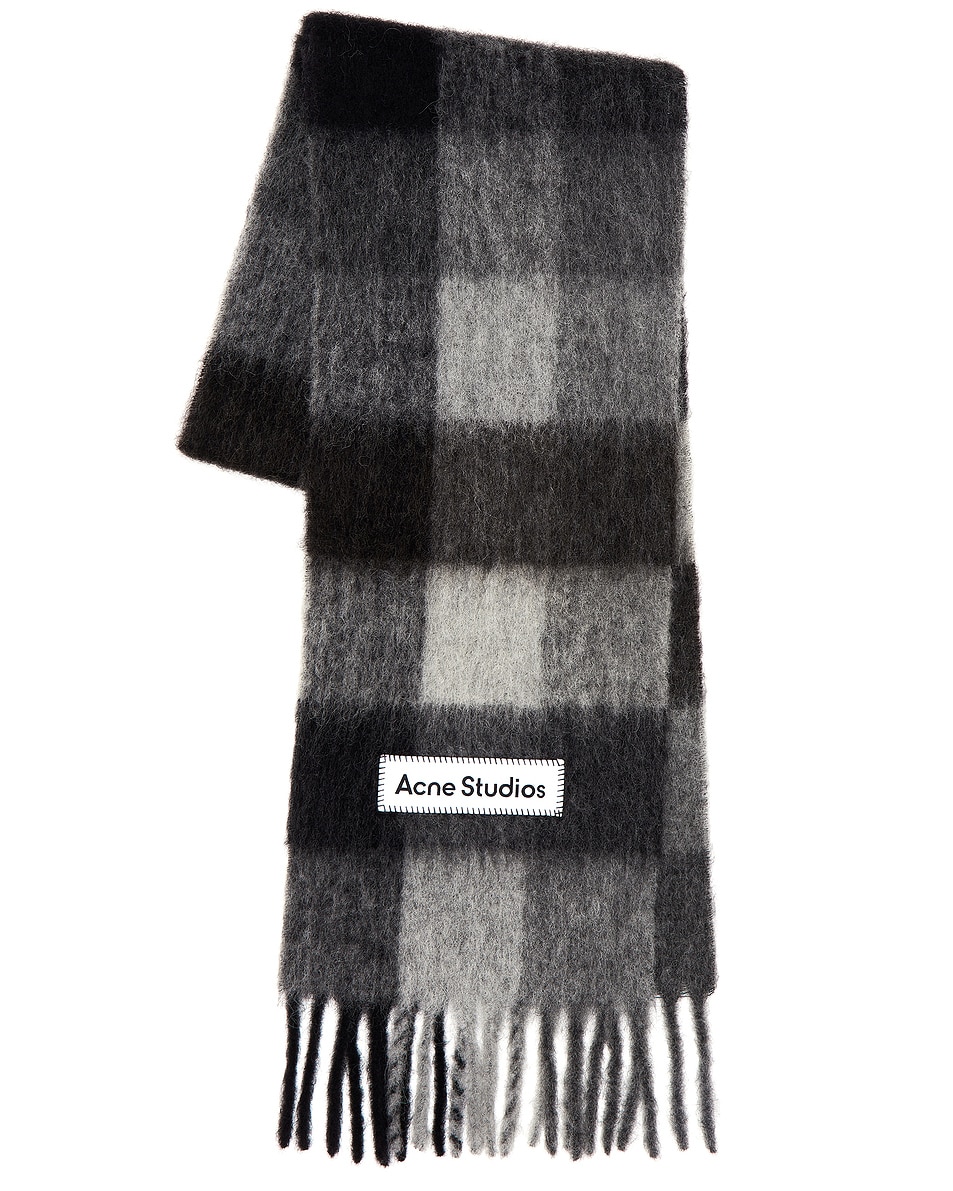 Image 1 of Acne Studios Vally Scarf in Dark Black, Grey, & Dark Grey
