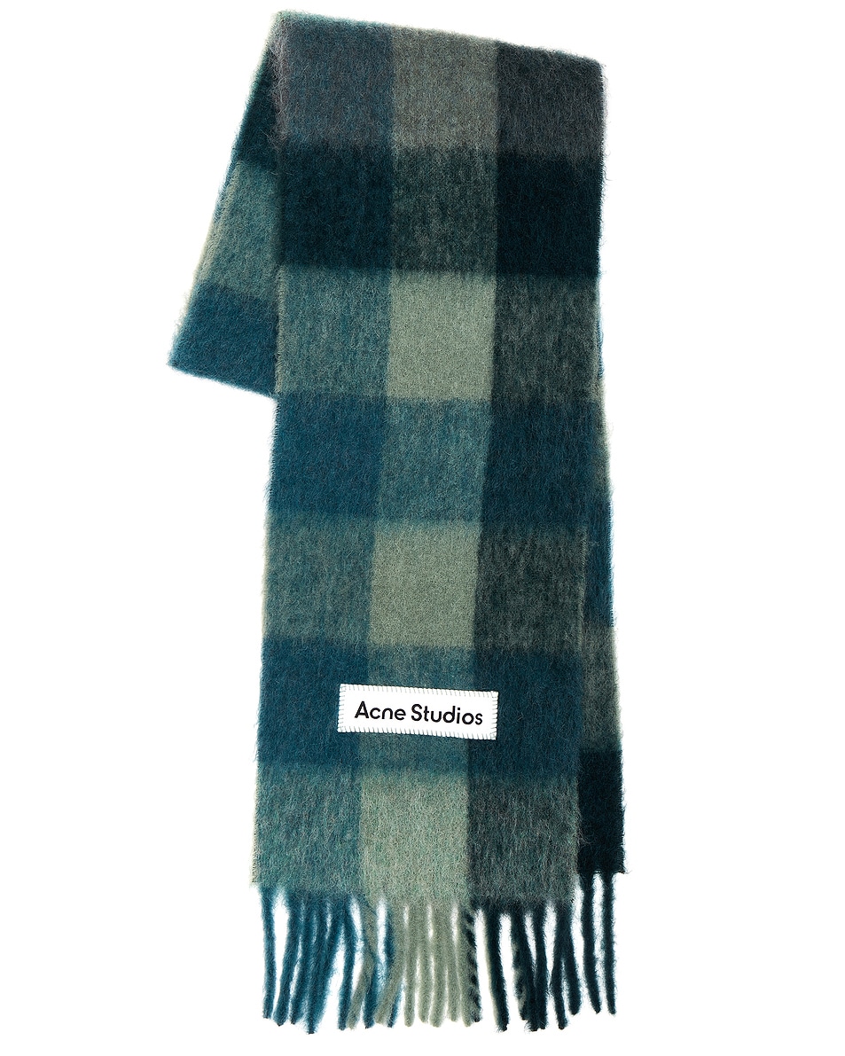 Image 1 of Acne Studios Vally Scarf in Teal, Grey, & Green