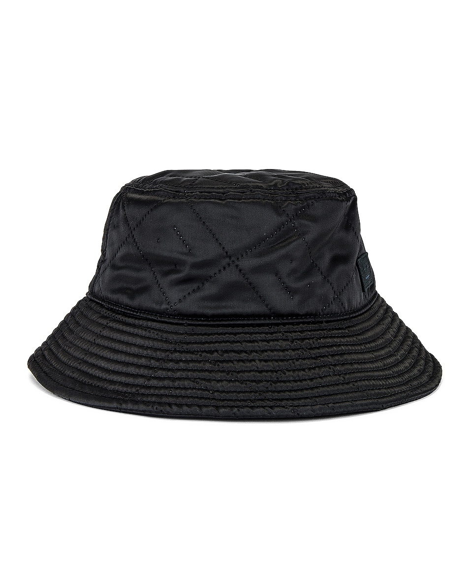 Image 1 of Acne Studios Buko Satin Quilted Bucket Hat in Black