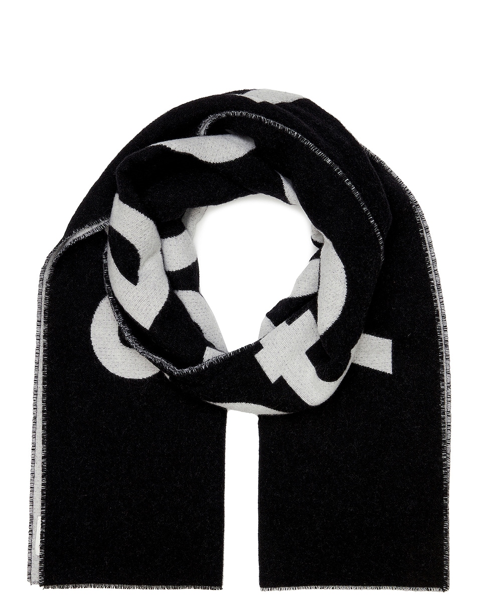 Image 1 of Acne Studios Toronty Logo Contrast Scarf in Black & White