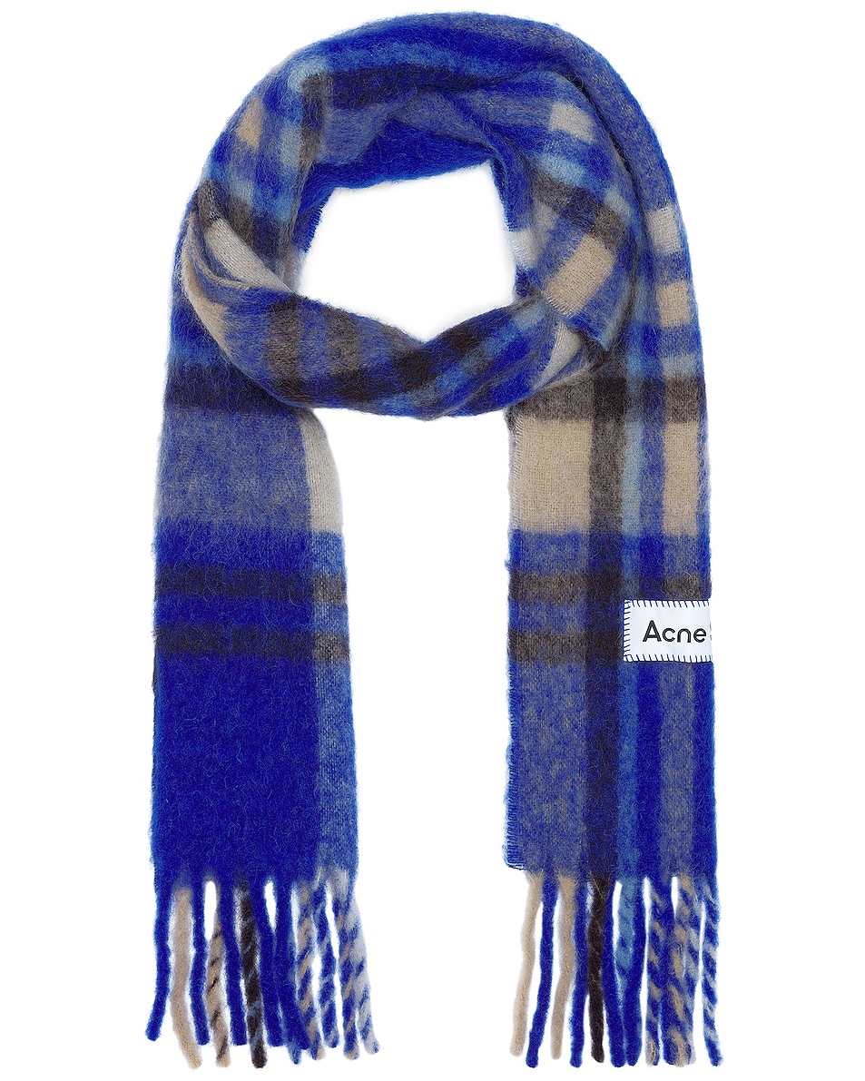 Image 1 of Acne Studios Scarf in Electric Blue & Beige